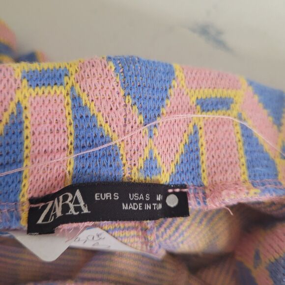 Zara Small leggings juniors elastic waist stretch geometric knit flare - Picture 6 of 8